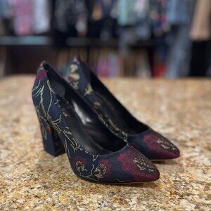 ANTONIO MELANI Navy Damask Pump